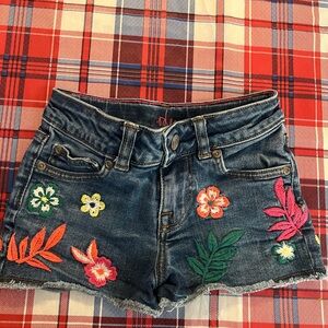Boden Floral Embroidered Jean Shorts - Multicolor